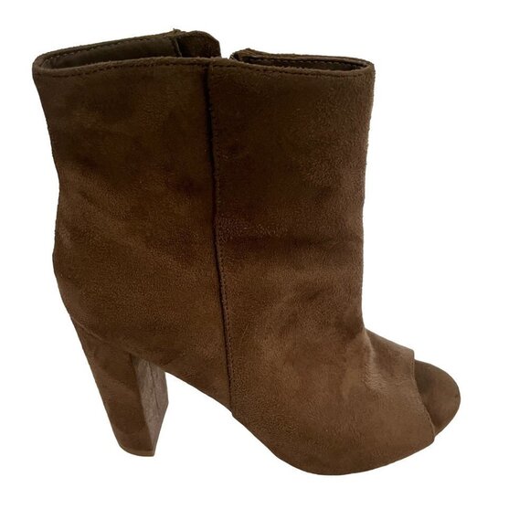 WILD Diva Open Suede Open Toe Ankle Boots Booties Size 6.5 - Picture 7 of 9